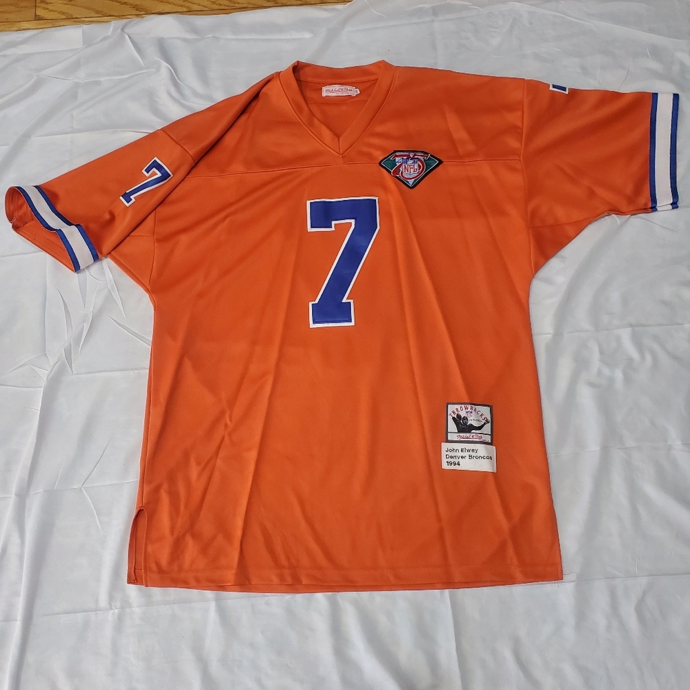 Vintage John Elway #7 Mitchell&Ness Orange Throwback Jersey 3XL